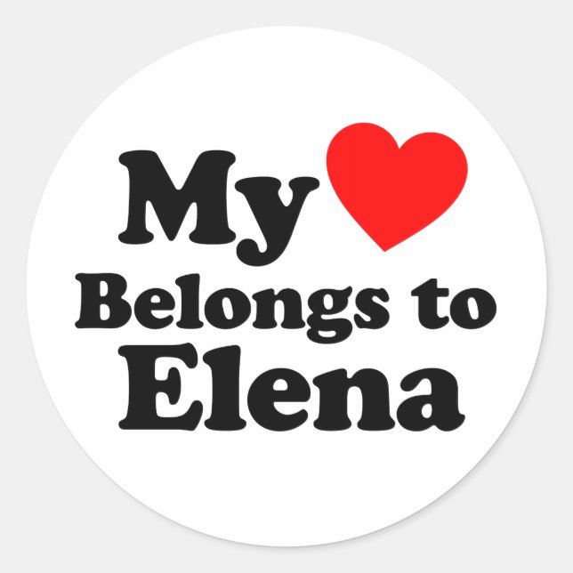 Mein Herz gehört zu Elena Runder Aufkleber (Vorderseite)