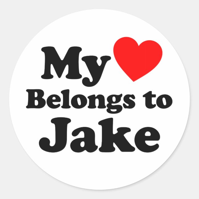 Mein Herz gehört zu Jake Runder Aufkleber (Vorderseite)