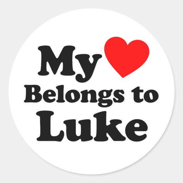 Mein Herz gehört zu Luke Runder Aufkleber (Vorderseite)