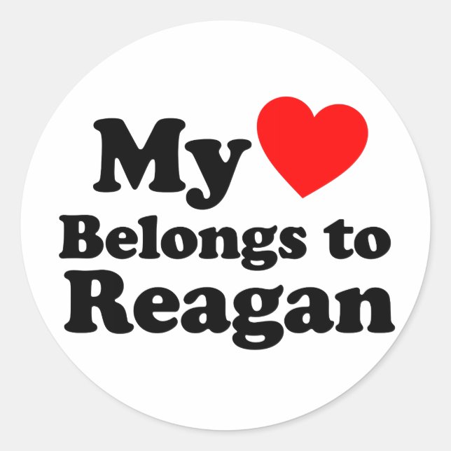 Mein Herz gehört zu Reagan Runder Aufkleber (Vorderseite)