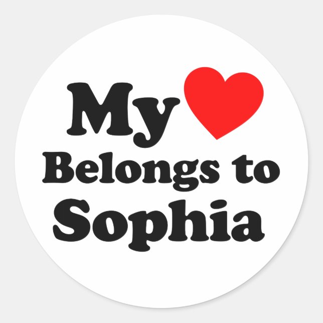 Mein Herz gehört zu Sophia Runder Aufkleber (Vorderseite)
