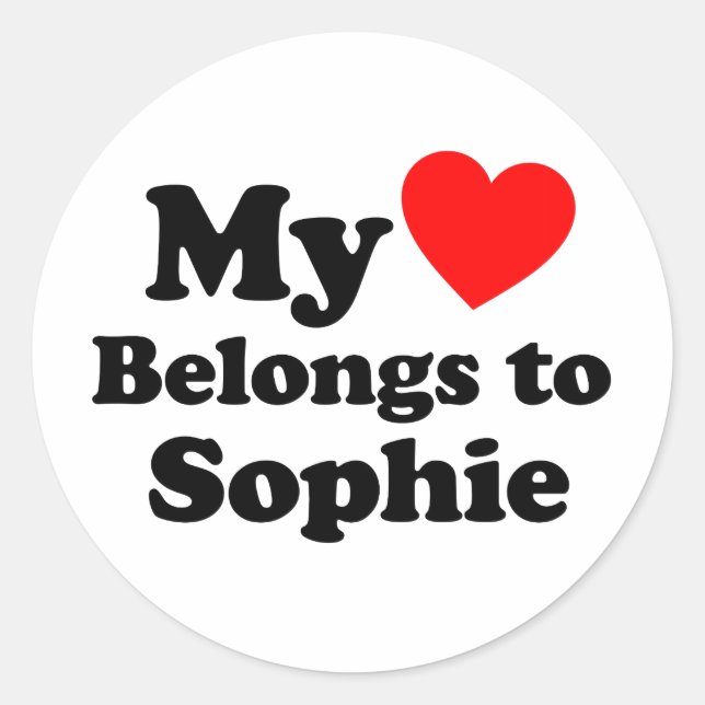 Mein Herz gehört zu Sophie Runder Aufkleber (Vorderseite)