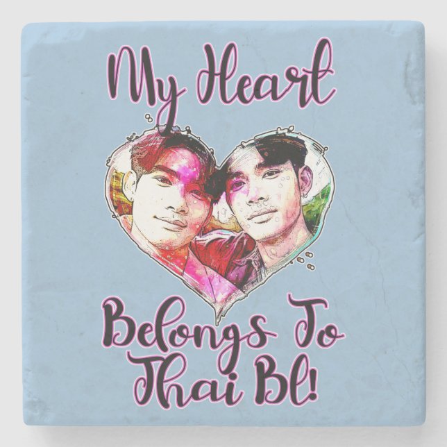 Mein Herz gehört zu Thai BL Steinuntersetzer (Vorderseite)