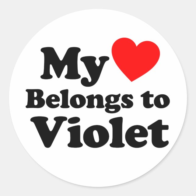 Mein Herz gehört zu Violet Runder Aufkleber (Vorderseite)
