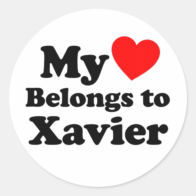 Mein Herz gehört zu Xavier Runder Aufkleber (Vorderseite)
