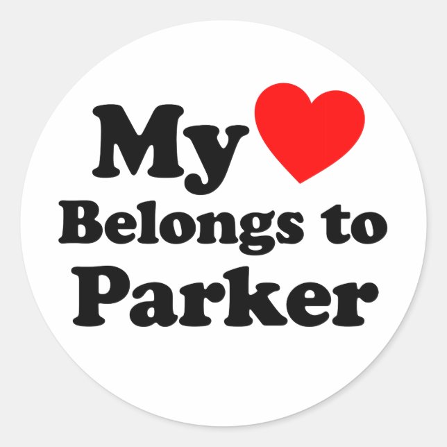 Mein Herz gehört zum Parker Runder Aufkleber (Vorderseite)