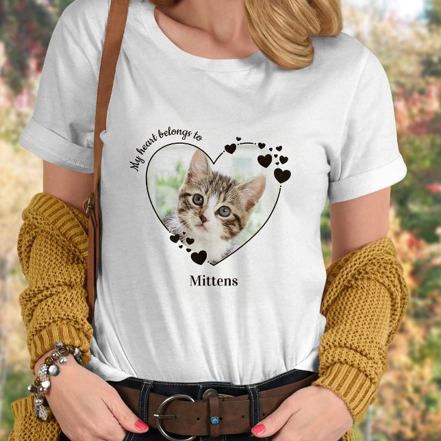 Mein Herz gehört zum Personalisierten Cat Lover Fo T-Shirt (Von Creator hochgeladen)