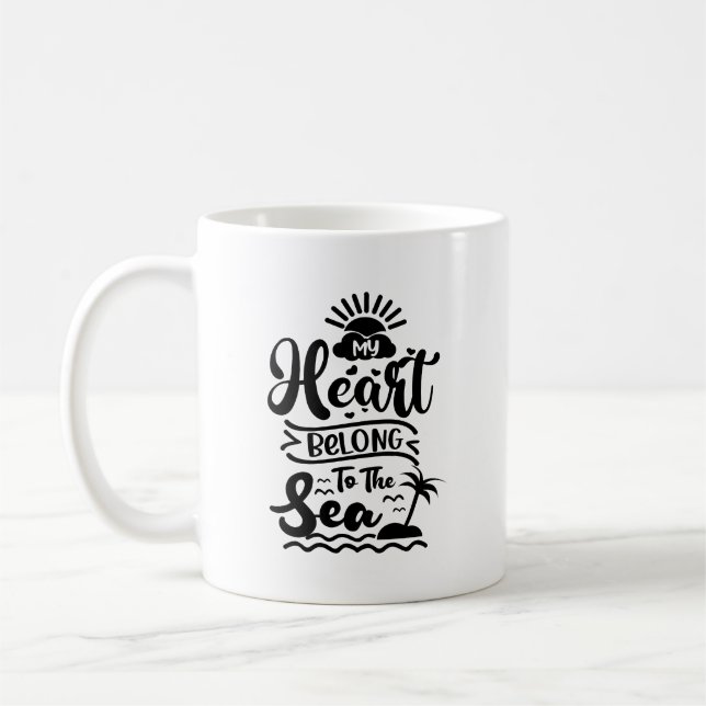 Mein Herz gehört zur Tasse der Meerestypografie (Links)