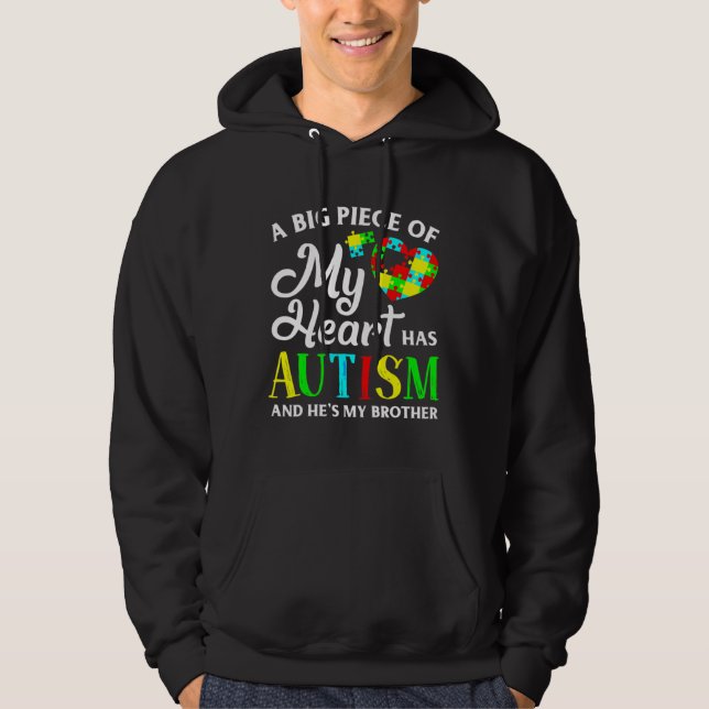 Mein Herz hat Autismus und er ist mein Bruder für  Hoodie (Vorderseite)