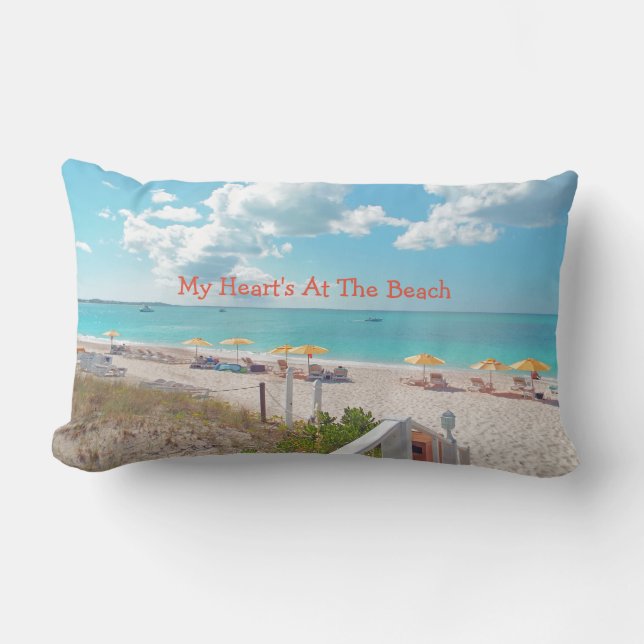 "Mein Herz ist am Strand" Beach Szene am Kissen (Vorderseite)