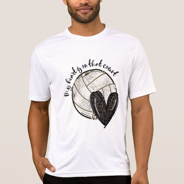 Mein Herz ist auf dem Hofvolleyball Leopard T-Shirt (Vorderseite)