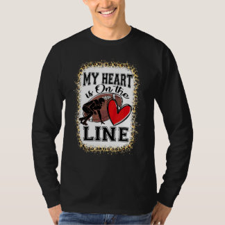 Mein Herz ist auf der Linie Offensive Lineman Fußb T-Shirt