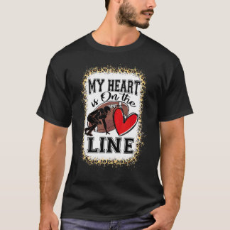Mein Herz ist auf der Linie Offensive Lineman Fußb T-Shirt