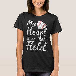 Mein Herz ist auf diesem Feld Baseball Softball Ma T-Shirt