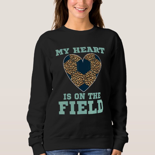 Mein Herz ist auf diesem Feld Fußball-Leoparden-Ba Sweatshirt (Vorderseite)