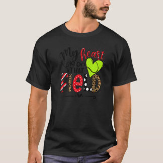 Mein Herz ist auf diesem Feld Leopard Tennis Game T-Shirt