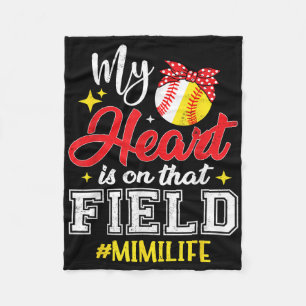 Mein Herz ist auf diesem Feld Softball Baseball Mi Fleecedecke