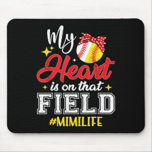 Mein Herz ist auf diesem Feld Softball Baseball Mi Mousepad
