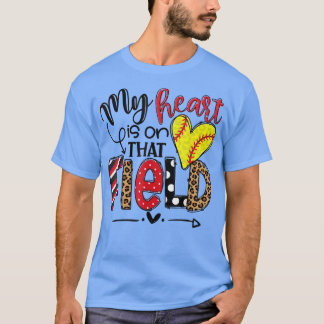 Mein Herz ist auf diesem Feld Softball, Leopard So T-Shirt