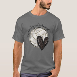 Mein Herz ist auf diesem Feld Volleyball Sport Mam T-Shirt