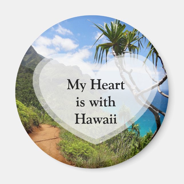 Mein Herz ist bei Hawaii Button Magnet (Vorne)