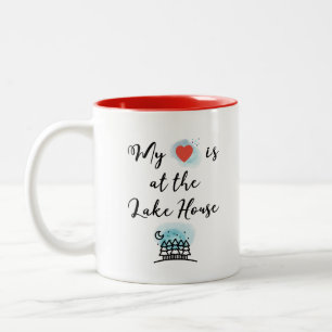 Mein Herz ist mit Baumfarbe am See Zweifarbige Tasse