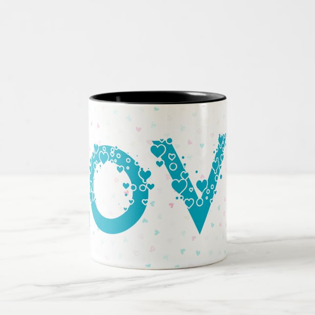 Mein Herz ist und wird es immer sein, deins. Zweifarbige Tasse (Mittel)
