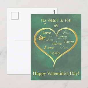 Mein Herz ist voll von Liebe, Valentine Postkarte