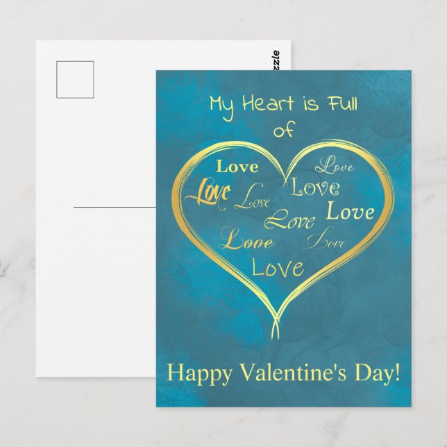 Mein Herz ist voll von Liebe, Valentine Postkarte (Vorne/Hinten)