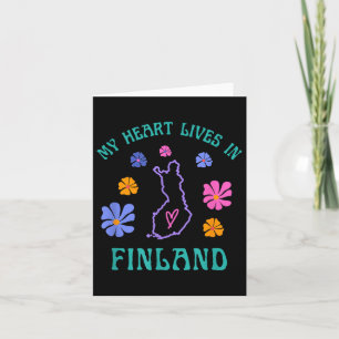 Mein Herz lebt in Finnland Retro Groovy Reisen und Karte