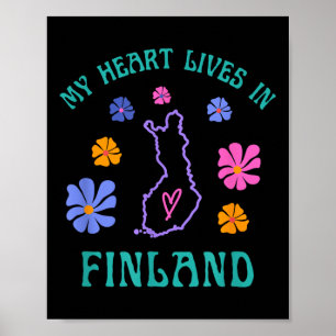 Mein Herz lebt in Finnland Retro Groovy Reisen und Poster