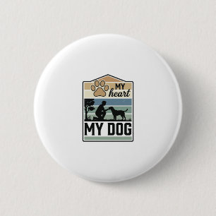 Mein Herz Mein Hund Vintage Gravur Hunde Liebhaber Button