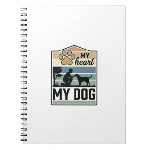 Mein Herz Mein Hund Vintage Gravur Hunde Liebhaber Notizblock