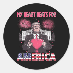 Mein Herz schlägt für Amerika Trump Valentinstag 1 Runder Aufkleber