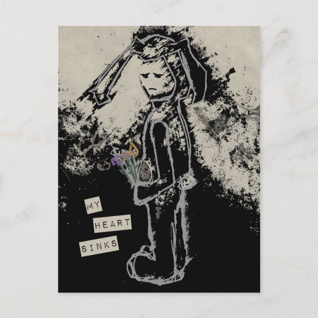 Mein Herz sinkt Beileid sinnibunny Postkarte (Vorderseite)