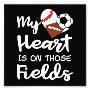 Mein Herz steht auf dem Baseball Fußball Plakat Fotodruck