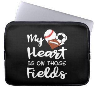 Mein Herz steht auf dem Baseball Fußball Plakat Laptopschutzhülle