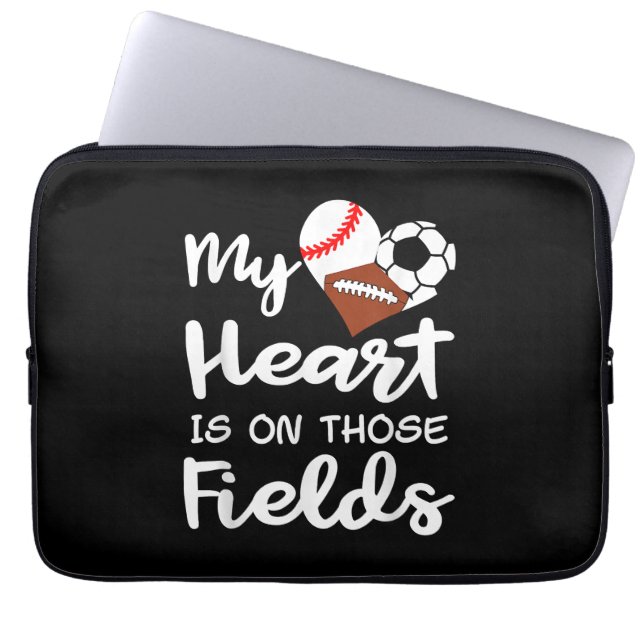 Mein Herz steht auf dem Baseball Fußball Plakat Laptopschutzhülle (Vorderseite)