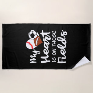 Mein Herz steht auf dem Baseball Fußball Plakat Strandtuch
