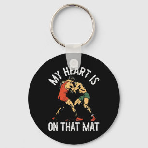 Mein Herz steht auf der matten Wrestling-Mama Schlüsselanhänger