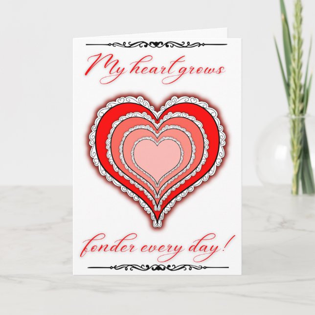 Mein Herz wächst Fonder Valentinstag Card Karte (Vorderseite)