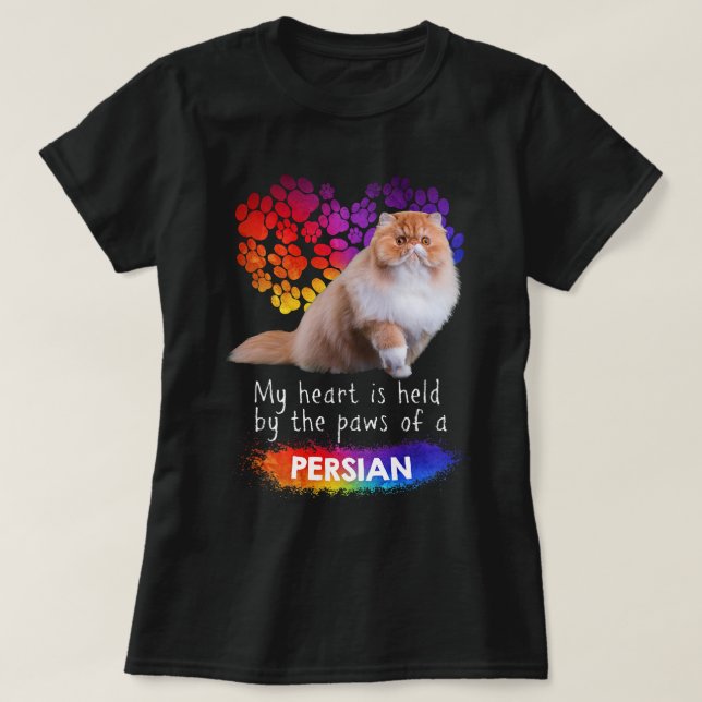 Mein Herz wird von den Paws einer persischen Katze T-Shirt (Design vorne)