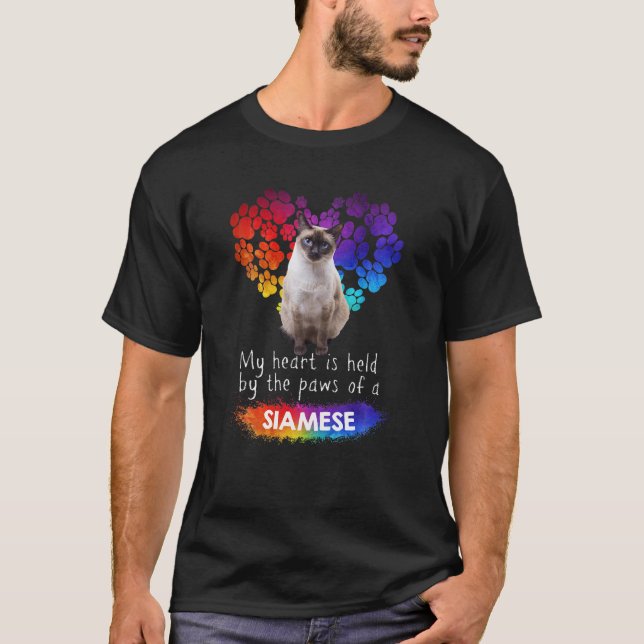 Mein Herz wird von den Paws einer siamesischen Kat T-Shirt (Vorderseite)