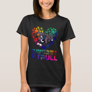 Mein Herz wird von den Pfoten eines Pitbull-Hundes T-Shirt