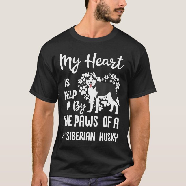Mein Herz wird von den Pfoten eines sibirischen Hu T-Shirt (Vorderseite)