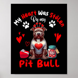 Mein Herz wurde von meinem Pit Bull Valentine Hund Poster