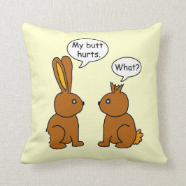Mein Hintern Hurts Bunnies braun Kissen