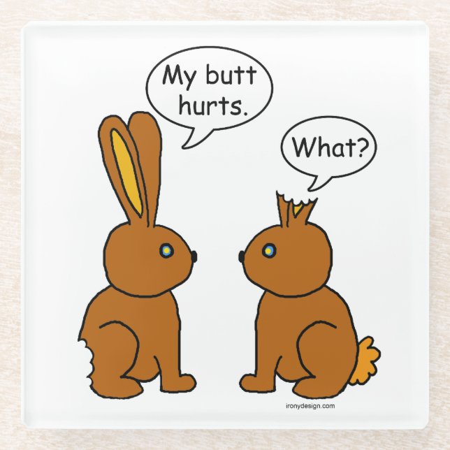 Mein Hintern tut weh! -Was ist? Glasuntersetzer (Vorderseite)