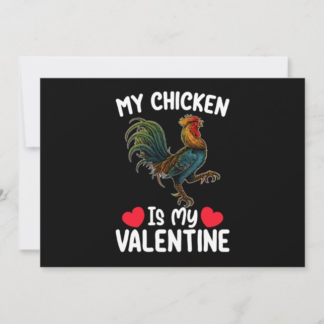 Mein Hühnchen ist mein Valentinstag Funny Bauern Einladung (Vorderseite)