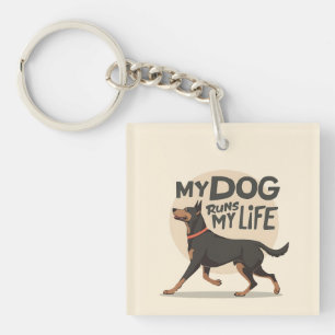 Mein Hund Bestimmt Mein Leben Dobermann Laufkunst Schlüsselanhänger